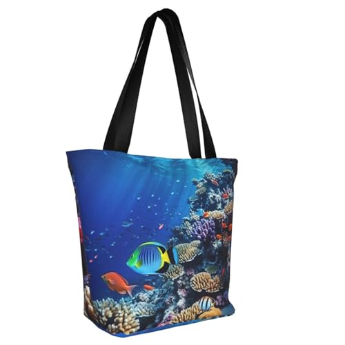 Aquatic Sea Animal Print Comfortable Shoulder Bag Summer HandbagTravel Beach Work Daily Use Versatile Carry2