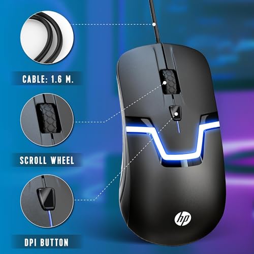 Image of HP Wired RGB Gaming Mouse High Performance USB Mouse with Optical Sensor, 3 Buttons, 7 Color LED for Computer Notebook Laptop Office PC Home