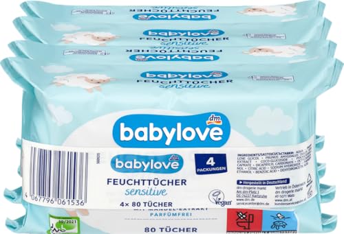 babylove Feuchttücher sensitive 4x80 Stück, 320 St