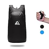 Faltbar Rucksäcke 20L Ultraleicht Tagesrucksack Wandern Wanderrucksack Wasserfest Rucksack Outdoor Reiserucksack Tasche für Männer Frauen Wandern Camping Reisen Radfahren Klettern Unisex (Schwarz)