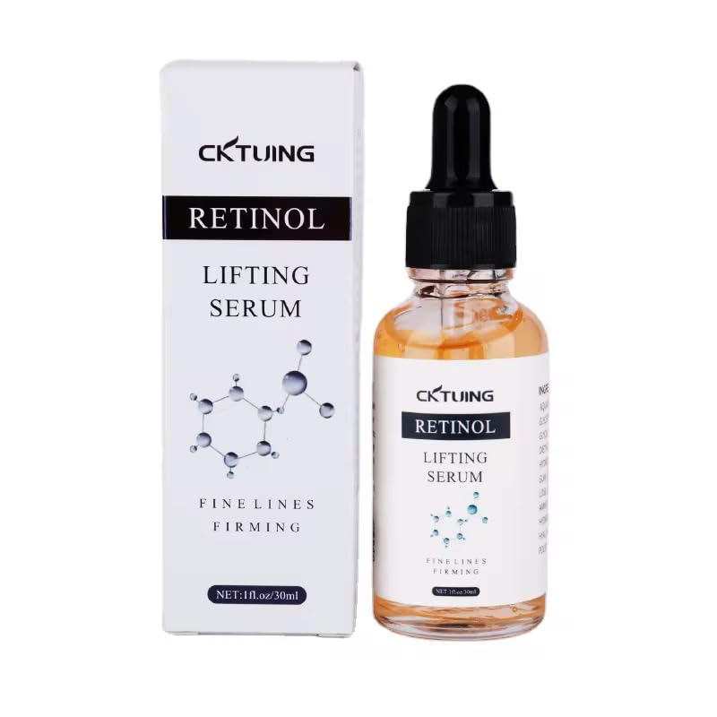 CKTUING Suero de retinol cuidado de la piel antienvejecimiento, reafirmante y reductor de arrugas con vitamina C, ácido hialurónico e hidratante