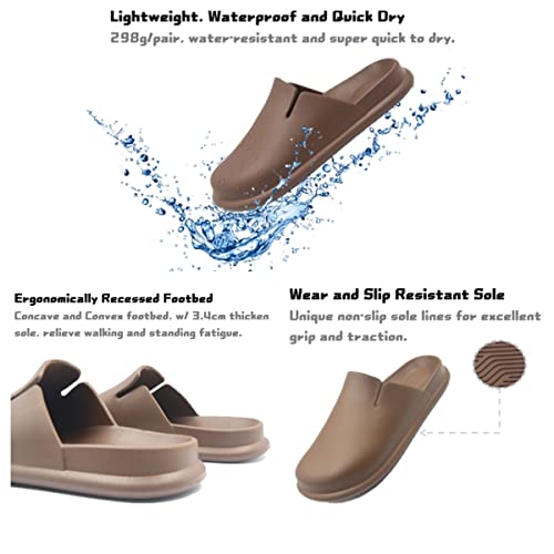 Oneniao Eva Garden Clogs For Men Women Wide Toe Flat Mules Comfy Rubber Clogs Casual Slippers Hospital Kitchen Work Shoes Couples Mules & Clogs Brown #TOP2