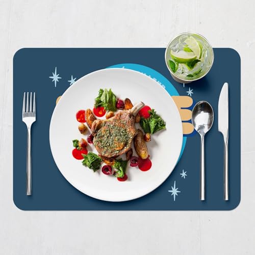 Sets de table souples en liège bleus pour repas de famille animés - 7