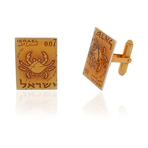 Israel Cancer Zodiac Sign Stamp Cufflinks