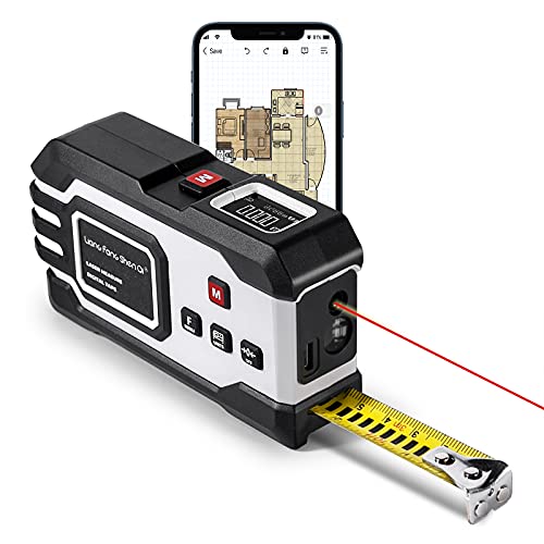 Laser Measurement Tool, 2D Floor Plan + 3D Rendering, 2 in 1 Bluetooth Laser Measure 6 Unit Switching, USB-Charge, Measure Distance, Area, Volume, Pythagoras, a Must Have for Contractors (195ft)