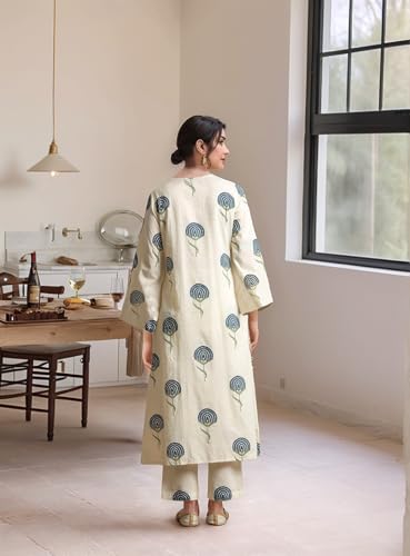 Image of ANNI Designer Women Rayon Viscose Regular Fit Printed Straight Kurta with Pant