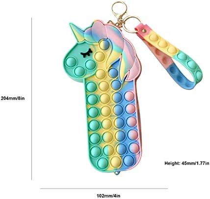 jiuhao Pop Push It Pencil Case,Silicone Unicorn Pencil Box Simple Sensory Bubble Storage Bag for Office Stationery Organizer Fidget Toy,Poppet Pencil Case for Girls,Kids,School Students Season Gifts