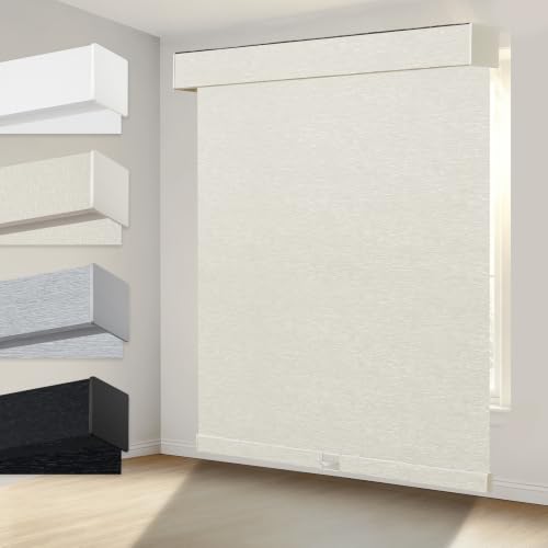 Yatasie Blackout Roller Shades for Windows, Cordless Blinds, Custom Window Shades Pull Down, Beige Blinds, Thermal Insulated Fabric UV-Protection Shades for Home, Office, Door, Window