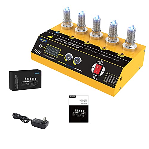 ourantools Car Spark Plug Tester with Adjustable 5 Holes and Digital Screen, 110V/220V AUTOOL SPT360 Motorcycle Automotive Ignition Plug Detector Analyzer