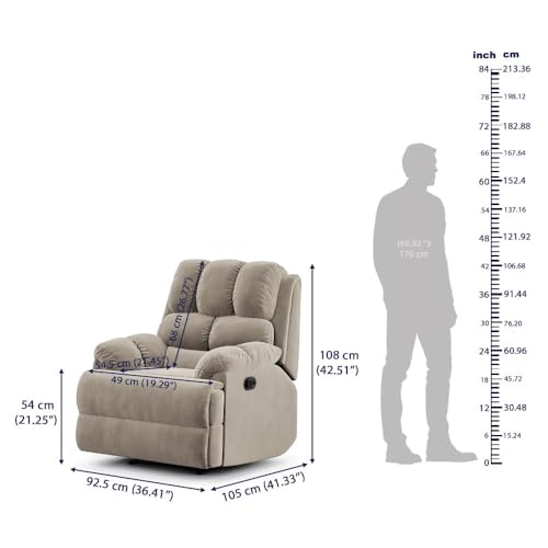 Image of Wakefit Recliner | 3 Year Warranty | Recliner Sofa 1 Seater, XpertGRID Technology, Designed for Supreme Comfort & Relaxation, Easy DIY Assembly, 145 kg Weight Capacity, Virelia (Tuscan Tan)