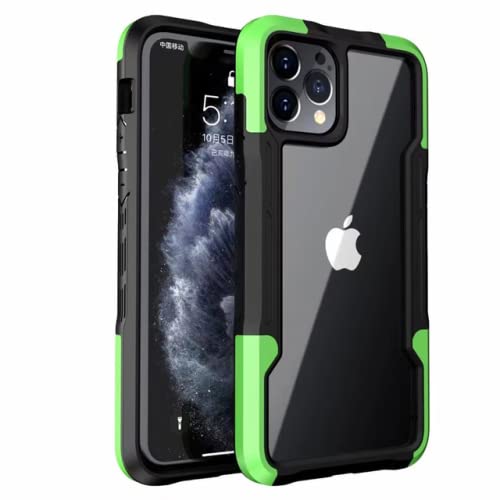 Coque antichoc iPhone 13 rigide verte transparente en silicone et PC
