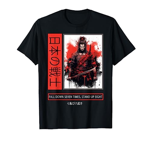 Japanese Art Samurai Vintage Fighter Anime Bushido Kanji Camiseta