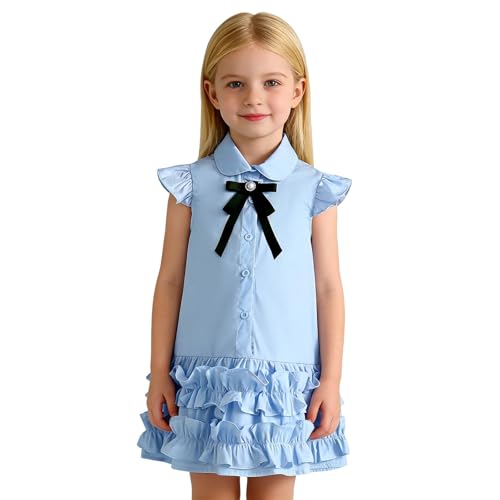 Robe ete fille fluide et legere en coton de style gilet trapeze