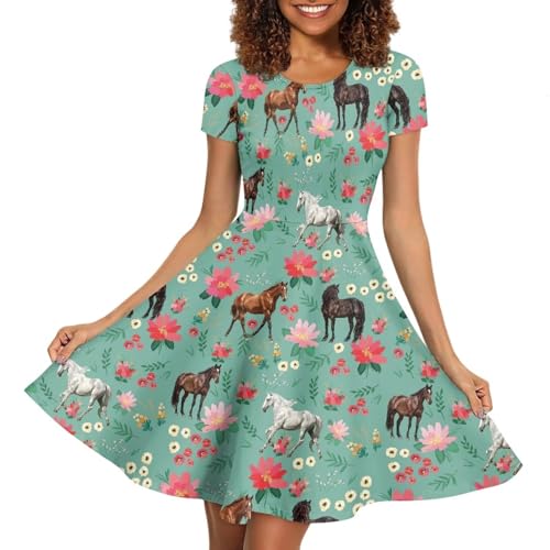 Image of AFPANQZ Womens Casual Summer Lightweight Vintage Dress Short Sleeve Midi Dress Knee-Long Luxury Formal Dress