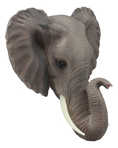 Ebros Safari African Bush Elephant With Trunk Up Wall Bust Sculpture 9"Tall Majestic Noble Elephants Hanging Wall Decor Figurine For Wild Animal Lovers #TOP1