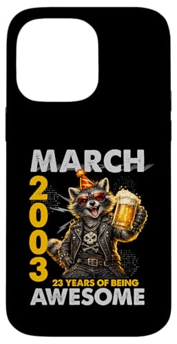 23rd Birthday Raccoon Beer March 2003 Vintage 23 Years Old �X�}�z�P�[�X iPhone 14 Pro Max �p
