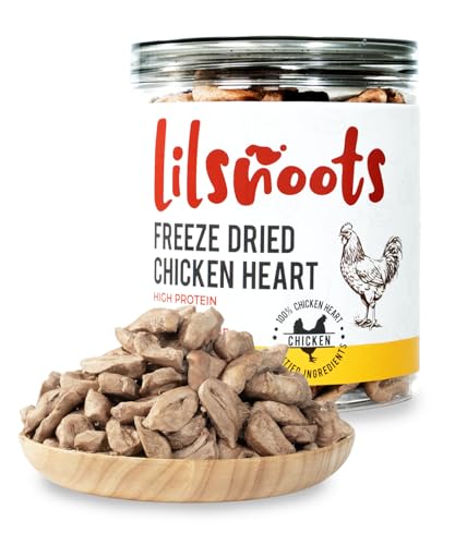 LILSNOOTS Freeze Dried Chicken Heart Treats for Dogs Cats Single Ingredient Food Topper Rich in Taurine Organ Meat Nutrition Freeze Dried Chicken Hearts High Protein Training Treats 3.2oz