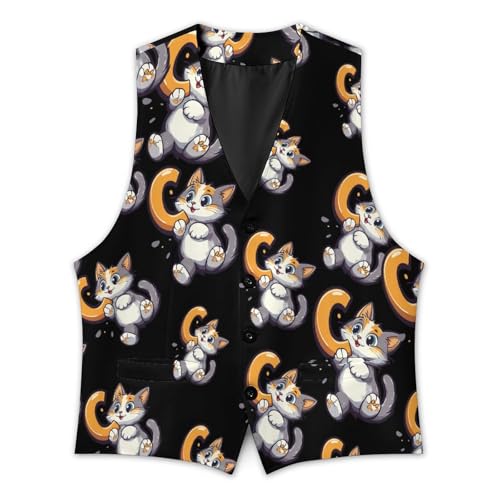 Cat And C Letter Mens Suit Vests V-Neck Casual Vest Dress Formal Tuxedo Wedding Waistcoat4