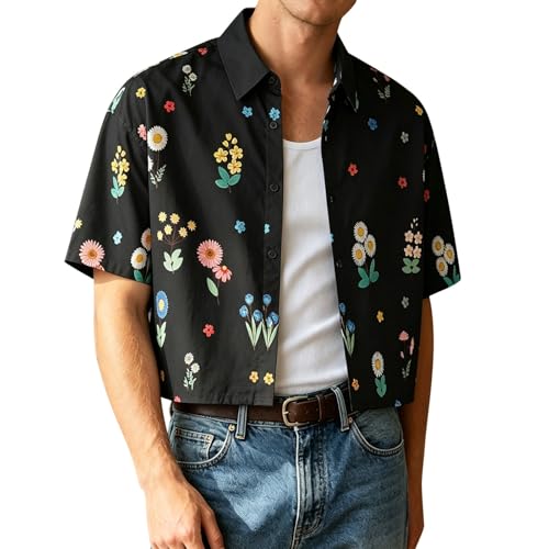 Chemise hawaïenne homme noire M pour look plage décontracté en vacances d'été
