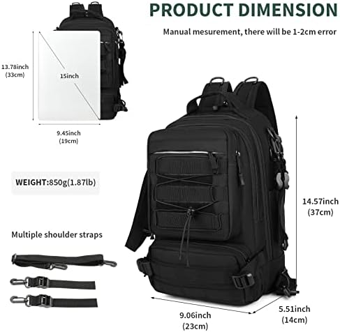 UBORSE Military Tactical Backpack Large MOLLE Army Assault Rucksack Waterproof Heavy Duty Daypack for Outdoor Hiking Camping Trekking Hunting Fishing