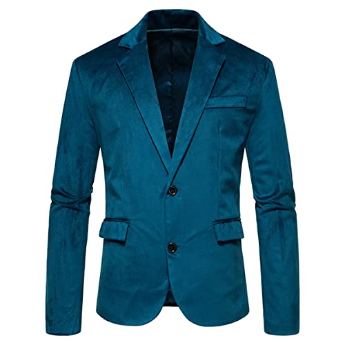 YOUTHUP Chaqueta de terciopelo para hombre, ligera, de ajuste regular, para negocios, estilo casual, azul, M