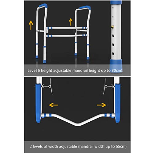 Toilet Safety Rail Frame With Grab Bar, Bathroom Handrail With Adjustable Height, Commode Safety Rails Handle For Eldery, Handicapped, And Disabled Aid #TOP3
