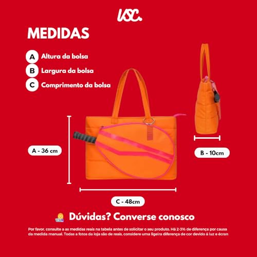 Raqueteira Beach Tennis Reforçada Bolsa Sacola Para Raquete (Laranja)