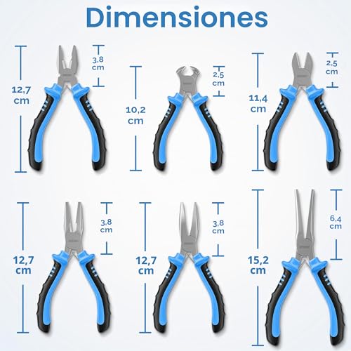 Miniatura 8 de Effektwerk Juego De Mini Alicates De 6 Piezas, Juez De Línea, Punta Larga, Punta De Aguja, Punta Doblada, Cortadores De Alambre Y Corte Diagonal, Kit De Herramientas De Reparación Electrónica