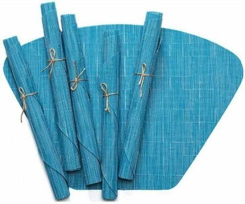 Miniatura 6 de 4 manteles individuales de PVC azul, aislamiento térmico, lavables, antideslizantes, para cocina, comedor, interiores y exteriores, patio, 13 x 19