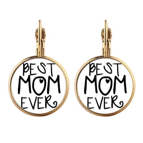 Boucles d'oreilles Best Mom Ever pendantes à clip pour oreilles non percées et sans douleur