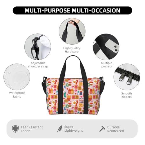 Laptop Tote Bag for Women Work - Cute Food Egg Bread Fries Gym Bag for Women Men, Personal Item Crossbody Travel Bags Carry On, Overnight Weekender Bags for Women Travel3