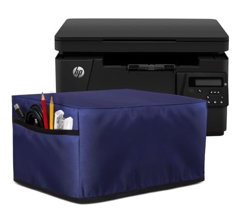 Image of Cranique Printer Cover for HP M126nw LaserJet Pro MFP for Home & office, Easy to clean, Durable Fabric, Foldable design, Dustproof, Water Resistant, Accessory Pocket (M126NW-Blue)