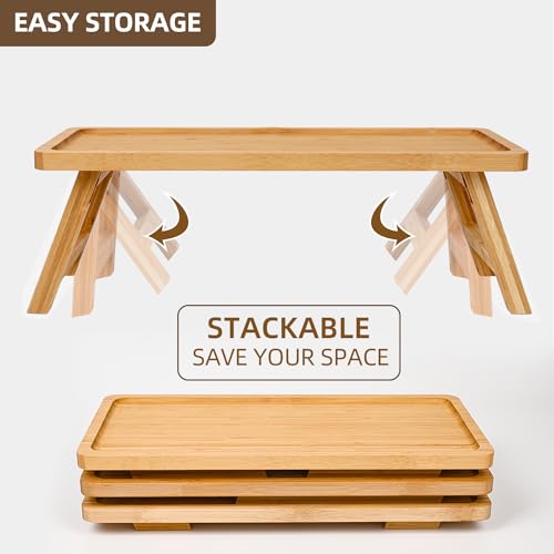 GEHE Natural Bamboo Cupcake Stand, Foldable 3 Tier Cupcake Display Stand Tower, Dessert Table Serving Tray for Birthday/Wedding/Christmas/Party, Charcuterie Boards by GEHE - Image 4