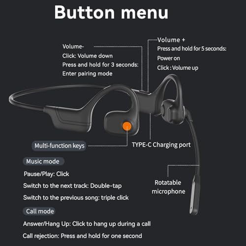 Image of AYI Open Ear Air Conduction Bluetooth Headphone Dual Mic Rotatable Boom Mic Active Noise Cancellation IPX5 Waterproof Bluetooth 5.4 Pain-Free Design for Sports Work Outdoor Activities-DG White