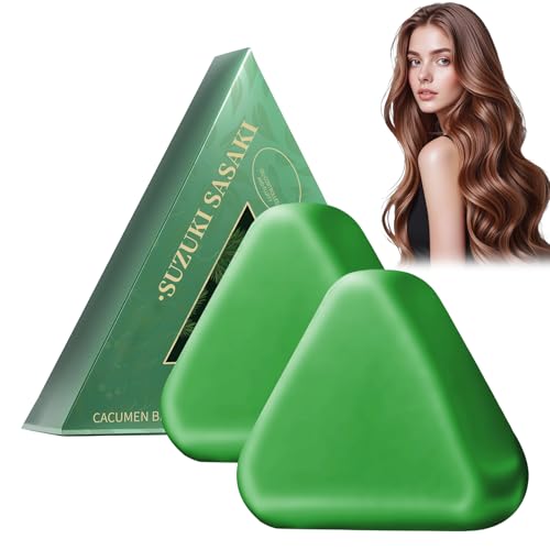 Lot de 2 shampoings Nature Seven Green Soap Nature Triangle Bar Polygonum Soap Nettoie en douceur, lisse et nourrit les cheveux, convient aux hommes et aux femmes