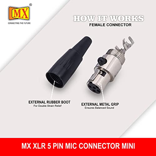 Image of MX 3 Pin XLR Microphone pin Pure Copper Nickel Plated Pins1 for High Conductivity microphone (5-pin microphone female Mini XLR, Pack of 10, Female Connector)