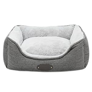 DEBANG HOME Dog Bed for Medium Dogs,Calming Dog Beds,Cat Bed,Anxiety Comfy Durable Pet Beds with Reversible&Washable Cushion,Square Dog Bed in Grey Color
