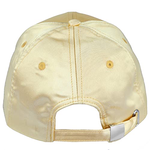 Moonsix Baseball Cap,Plain Polyester 6 Panel Satin Sport Dancing Summer Sun Curved Visor Hat,Golden #TOP2