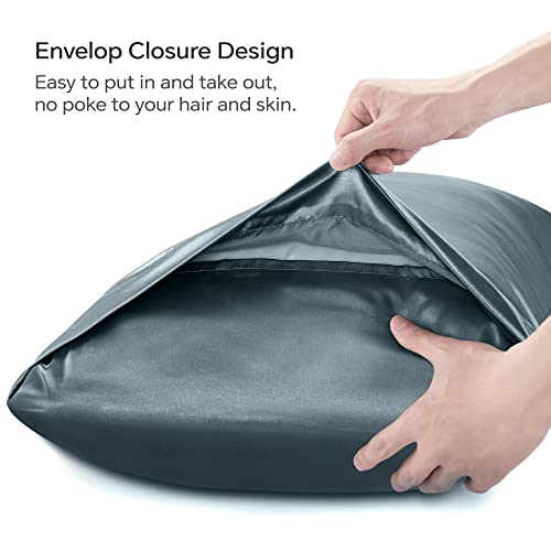 Satin Pillowcase for Hair and Skin, Set of 2 - Space Grey (Women Men)