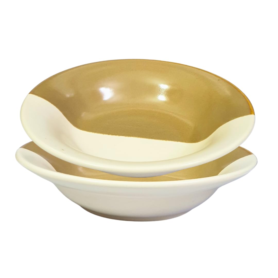 Brills Premium Ceramic Pasta/Noodles/Soup Plate (Pack of 2) - Elegant Double-Tone Design, Microwave Safe, Oven Safe, Dishwasher Safe - Stylish Dinnerware for Modern Dining 2