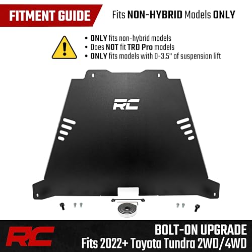 Image of Rough Country Catalytic Converter Shield for Toyota Tundra Non-Hybrid (2022-2026) 2WD /4WD - 14-Gauge Steel Anti Theft Skid Plate
