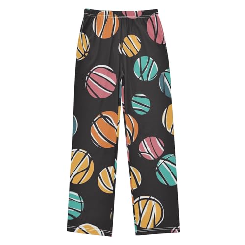 ZZXXB Colorful Basketball Boys Long Pants Soft Trousers Elastic Waist Kids Lounge Bottoms with Pockets S-XL