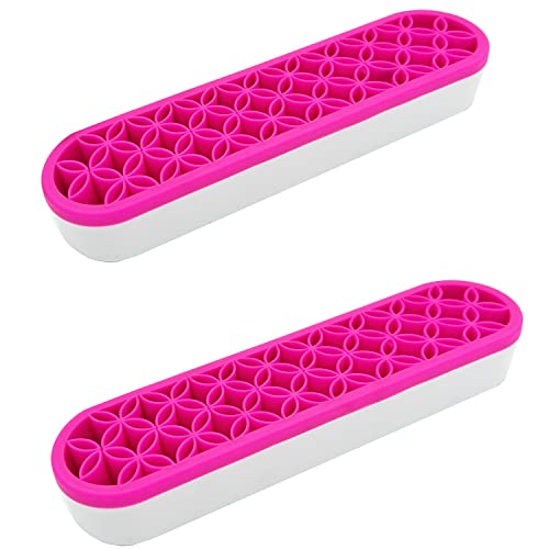 Image of TANG SONG 2 PCS Silicone Make up Brush Holder Cosmetic Storage Box Desktop Organizers (Pink)