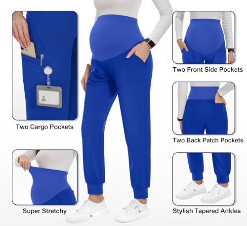 Image of PACBREEZE Women's Maternity Scrubs with 6 Pockets, Workwear Maternity Jogger Scrubs Pregnancy Pants, S-XXL