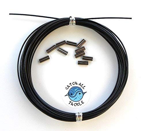Catch All Tackle 49 Strand Stainless Steel Black Vinyl Coated Cable Kit 30' with 10 Crimps (1.0Mm 175Lb 1.3Mm Crimp)