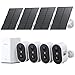 aosu 2K Überwachungskamera Aussen Akku Solar 4er-Kit mit Aosubase 2.0 ohne ABO 32GB Lokal Speicher Kabellose Kamera Überwachug Aussen PIR Bewegungssensor Licht Tonalarm 2-Wege-Audio Farb-Nachtsicht