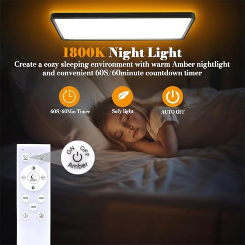 Image of ELEPHANTBOAT 48W LED Ceiling Lights with Remote, Chandelier Lights for Ceiling, 3000K-6500K Dimmable Flush Mounted Fancy Light, 58x22cm, Ceiling Lamp for Living Room, Hallway, Bathroom