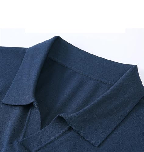 Men Contrast Color Soft Comfortable Elastic Lapel Short Sleeve Jumper2