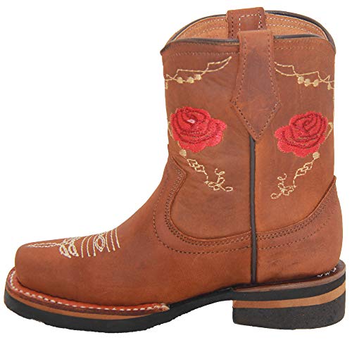 Generic Kids Western Boot Girls Floral Sunflower Embroidered Cowgirl Cowboy Boot (10 Toddler, Tang) #TOP1