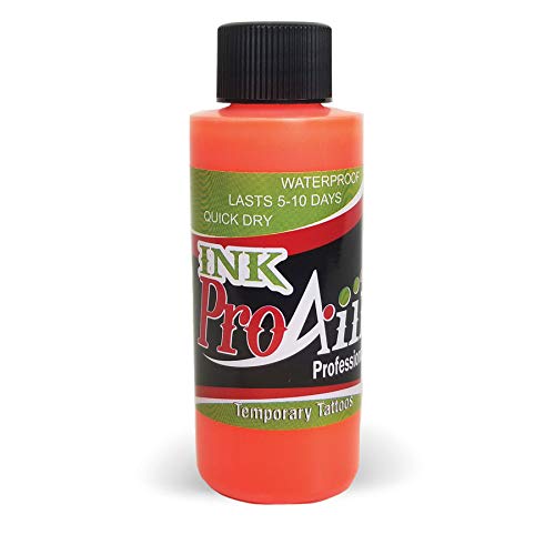Fluorescent Orange Body Paint ProAiir Temporary Tattoo Ink 2.1 oz